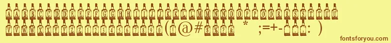 WhiskeyBottle-Schriftart – Braune Schriften auf gelbem Hintergrund