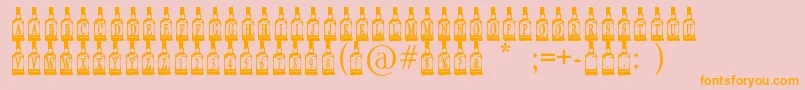 フォントWhiskeyBottle – オレンジの文字がピンクの背景にあります。