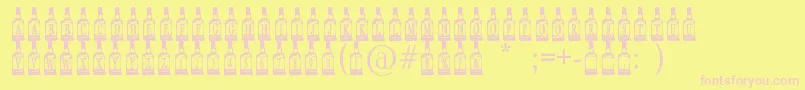 WhiskeyBottle-Schriftart – Rosa Schriften auf gelbem Hintergrund