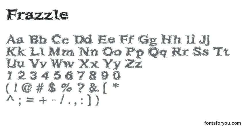 Schriftart Frazzle – Alphabet, Zahlen, spezielle Symbole