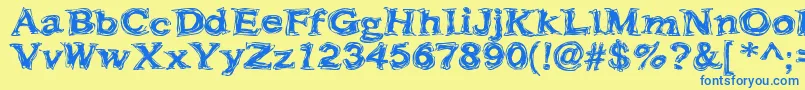 Więcej informacji o czcionce Frazzle Czcionka Frazzle – niebieskie czcionki na żółtym tle
