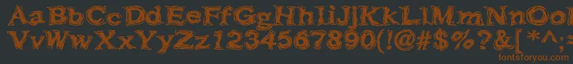 Frazzle-Schriftart – Braune Schriften auf schwarzem Hintergrund