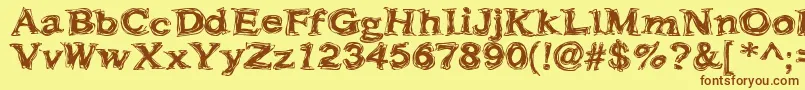 Frazzle-Schriftart – Braune Schriften auf gelbem Hintergrund