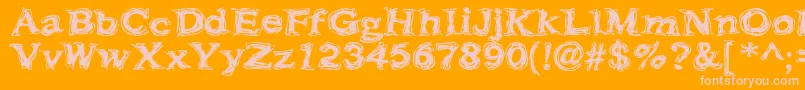 Frazzle-Schriftart – Rosa Schriften auf orangefarbenem Hintergrund