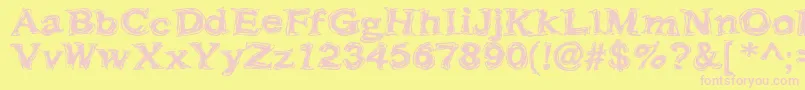 Frazzle-Schriftart – Rosa Schriften auf gelbem Hintergrund