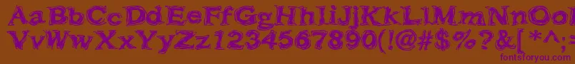 Frazzle-Schriftart – Violette Schriften auf braunem Hintergrund