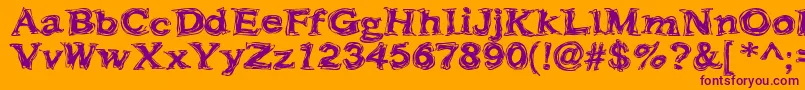 Więcej informacji o czcionce Frazzle Czcionka Frazzle – fioletowe czcionki na pomarańczowym tle