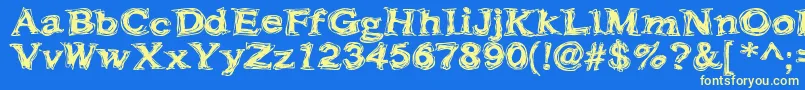 Frazzle-Schriftart – Gelbe Schriften auf blauem Hintergrund