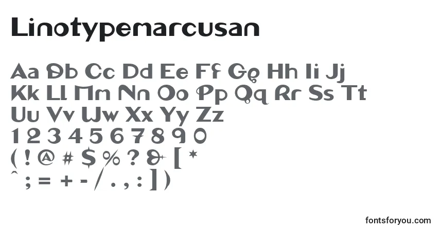 Linotypemarcusan-fontti – aakkoset, numerot, erikoismerkit