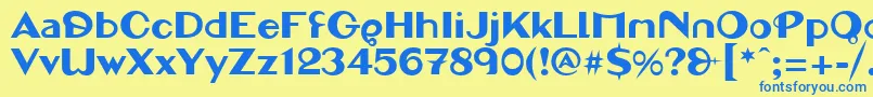 フォントLinotypemarcusan – 青い文字が黄色の背景にあります。