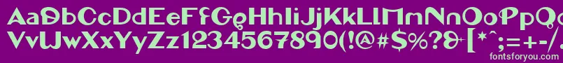 フォントLinotypemarcusan – 紫の背景に緑のフォント