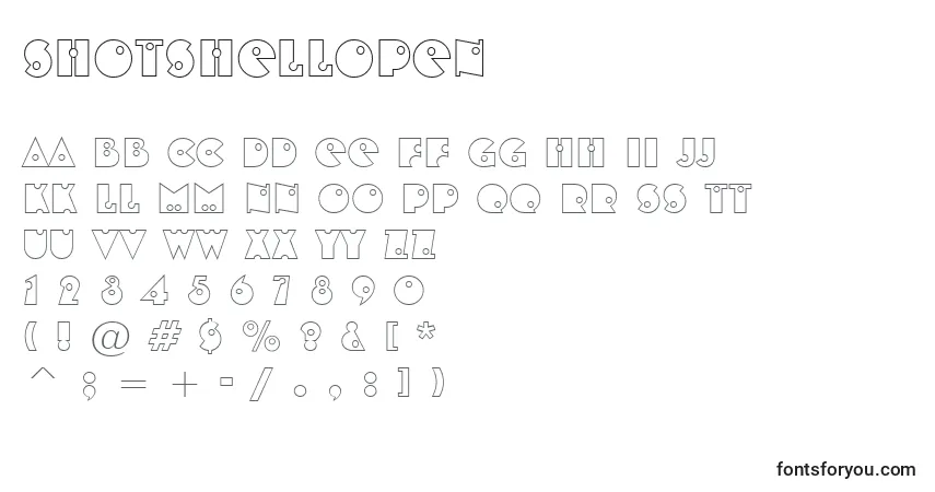 A fonte ShotshellOpen – alfabeto, números, caracteres especiais