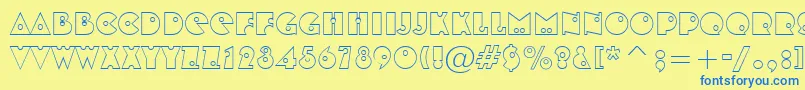 フォントShotshellOpen – 青い文字が黄色の背景にあります。