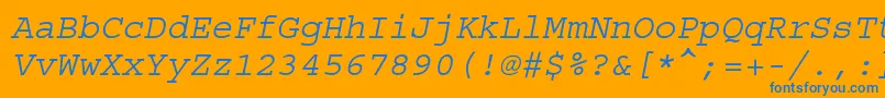 フォントCourierstdOblique – オレンジの背景に青い文字