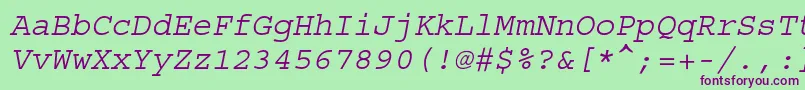 Czcionka CourierstdOblique – fioletowe czcionki na zielonym tle