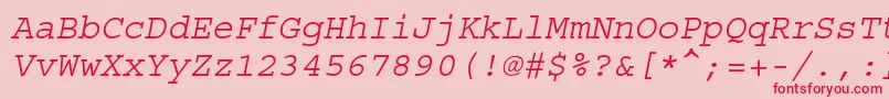 フォントCourierstdOblique – ピンクの背景に赤い文字
