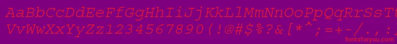CourierstdOblique Font – Red Fonts on Purple Background