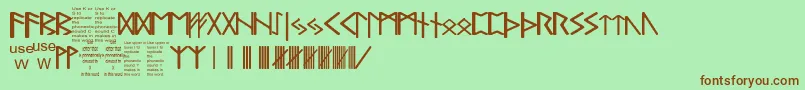 Шрифт PaulsRealCelticRuneFont – коричневые шрифты на зелёном фоне