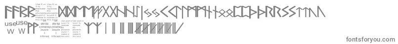 PaulsRealCelticRuneFont-fontti – harmaat kirjasimet valkoisella taustalla