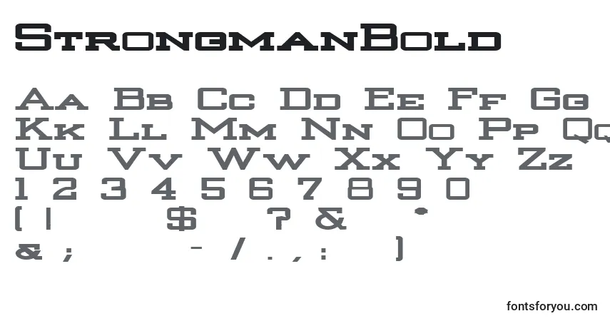 Czcionka StrongmanBold – alfabet, cyfry, specjalne znaki