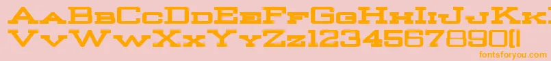 StrongmanBold-Schriftart – Orangefarbene Schriften auf rosa Hintergrund