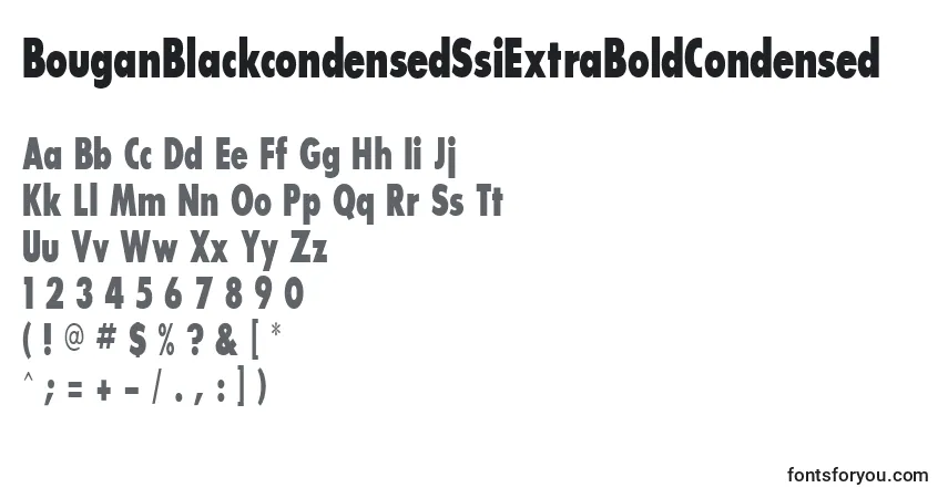 Schriftart BouganBlackcondensedSsiExtraBoldCondensed – Alphabet, Zahlen, spezielle Symbole