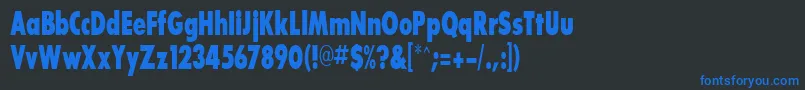 Czcionka BouganBlackcondensedSsiExtraBoldCondensed – niebieskie czcionki na czarnym tle