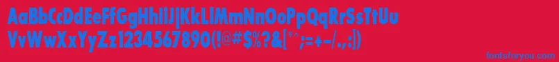 Czcionka BouganBlackcondensedSsiExtraBoldCondensed – niebieskie czcionki na czerwonym tle