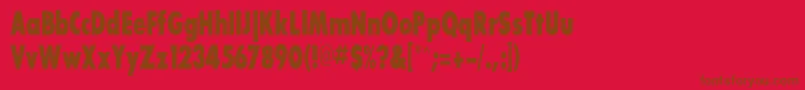 Czcionka BouganBlackcondensedSsiExtraBoldCondensed – brązowe czcionki na czerwonym tle