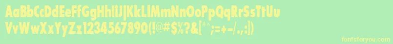 フォントBouganBlackcondensedSsiExtraBoldCondensed – 黄色の文字が緑の背景にあります