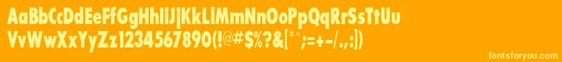 BouganBlackcondensedSsiExtraBoldCondensed-Schriftart – Gelbe Schriften auf orangefarbenem Hintergrund