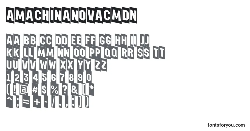 Czcionka AMachinanovacmdn – alfabet, cyfry, specjalne znaki