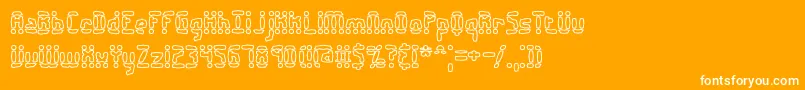 AmalgamateOBrk-Schriftart – Weiße Schriften auf orangefarbenem Hintergrund