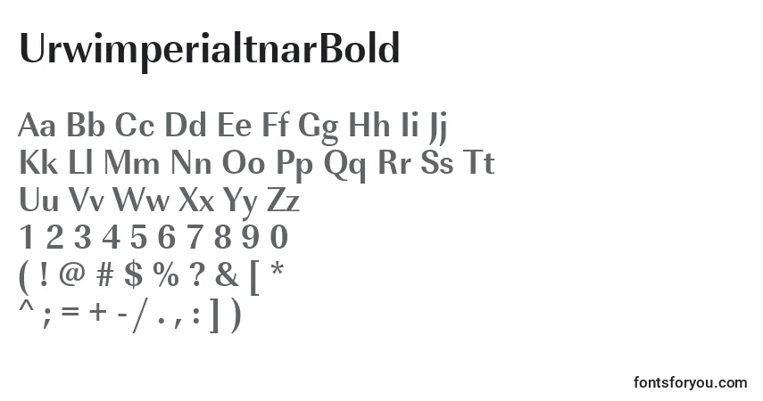 Schriftart UrwimperialtnarBold – Alphabet, Zahlen, spezielle Symbole