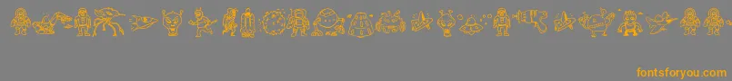 Weitere Informationen zur SillyAliens-Schriftart SillyAliens-Schriftart – Orangefarbene Schriften auf grauem Hintergrund