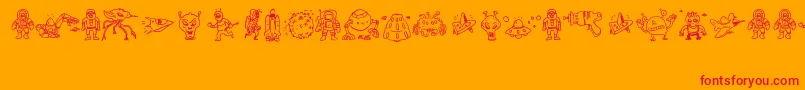 SillyAliens Font – Red Fonts on Orange Background