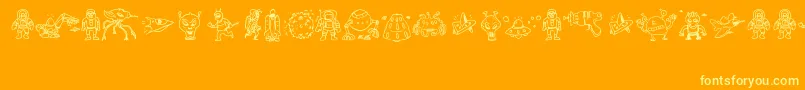 SillyAliens Font – Yellow Fonts on Orange Background