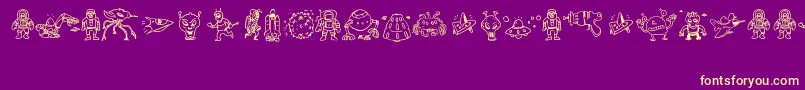 Fonte SillyAliens – fontes amarelas em um fundo roxo