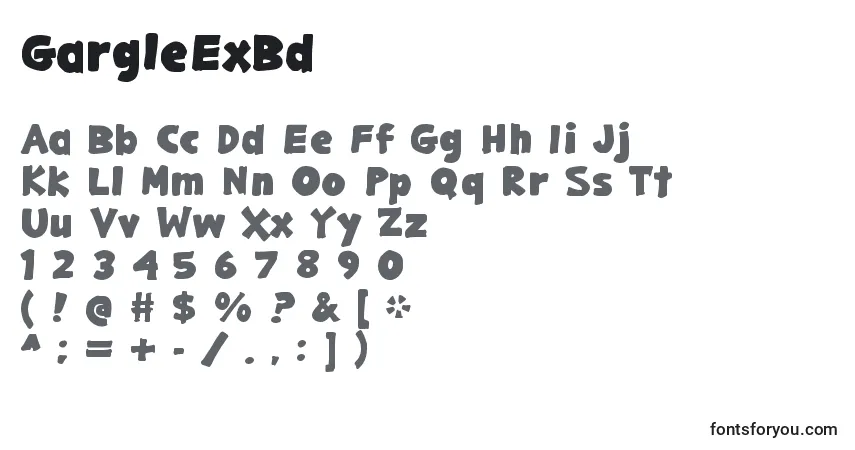 Шрифт GargleExBd – алфавит, цифры, специальные символы