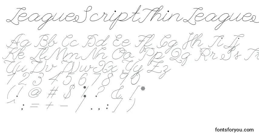 Schriftart LeagueScriptThinLeagueScript – Alphabet, Zahlen, spezielle Symbole