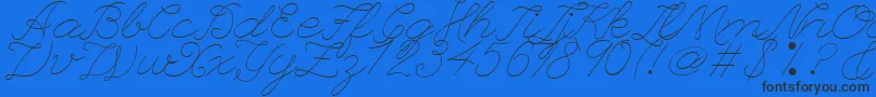 LeagueScriptThinLeagueScript-Schriftart – Schwarze Schriften auf blauem Hintergrund