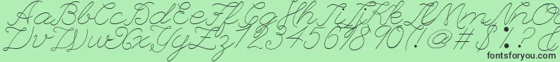LeagueScriptThinLeagueScript-Schriftart – Schwarze Schriften auf grünem Hintergrund
