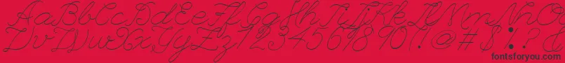 LeagueScriptThinLeagueScript-Schriftart – Schwarze Schriften auf rotem Hintergrund
