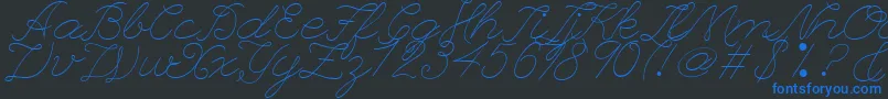 LeagueScriptThinLeagueScript-Schriftart – Blaue Schriften auf schwarzem Hintergrund