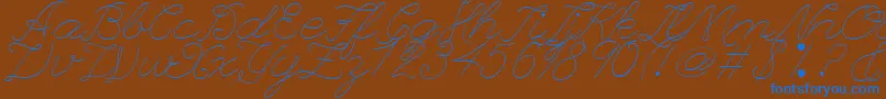 LeagueScriptThinLeagueScript-Schriftart – Blaue Schriften auf braunem Hintergrund