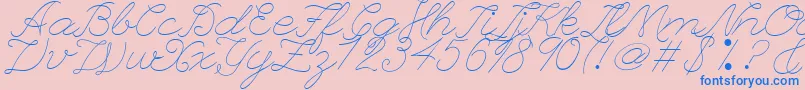 LeagueScriptThinLeagueScript-fontti – siniset fontit vaaleanpunaisella taustalla