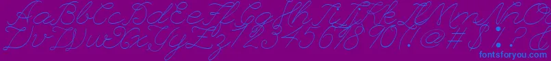 LeagueScriptThinLeagueScript-fontti – siniset fontit violetilla taustalla