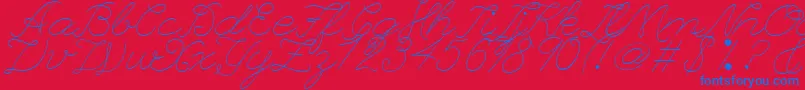LeagueScriptThinLeagueScript-Schriftart – Blaue Schriften auf rotem Hintergrund