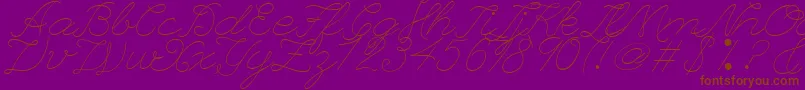 フォントLeagueScriptThinLeagueScript – 紫色の背景に茶色のフォント