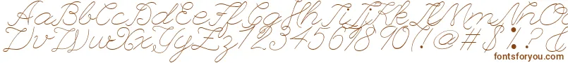 LeagueScriptThinLeagueScript-Schriftart – Braune Schriften auf weißem Hintergrund